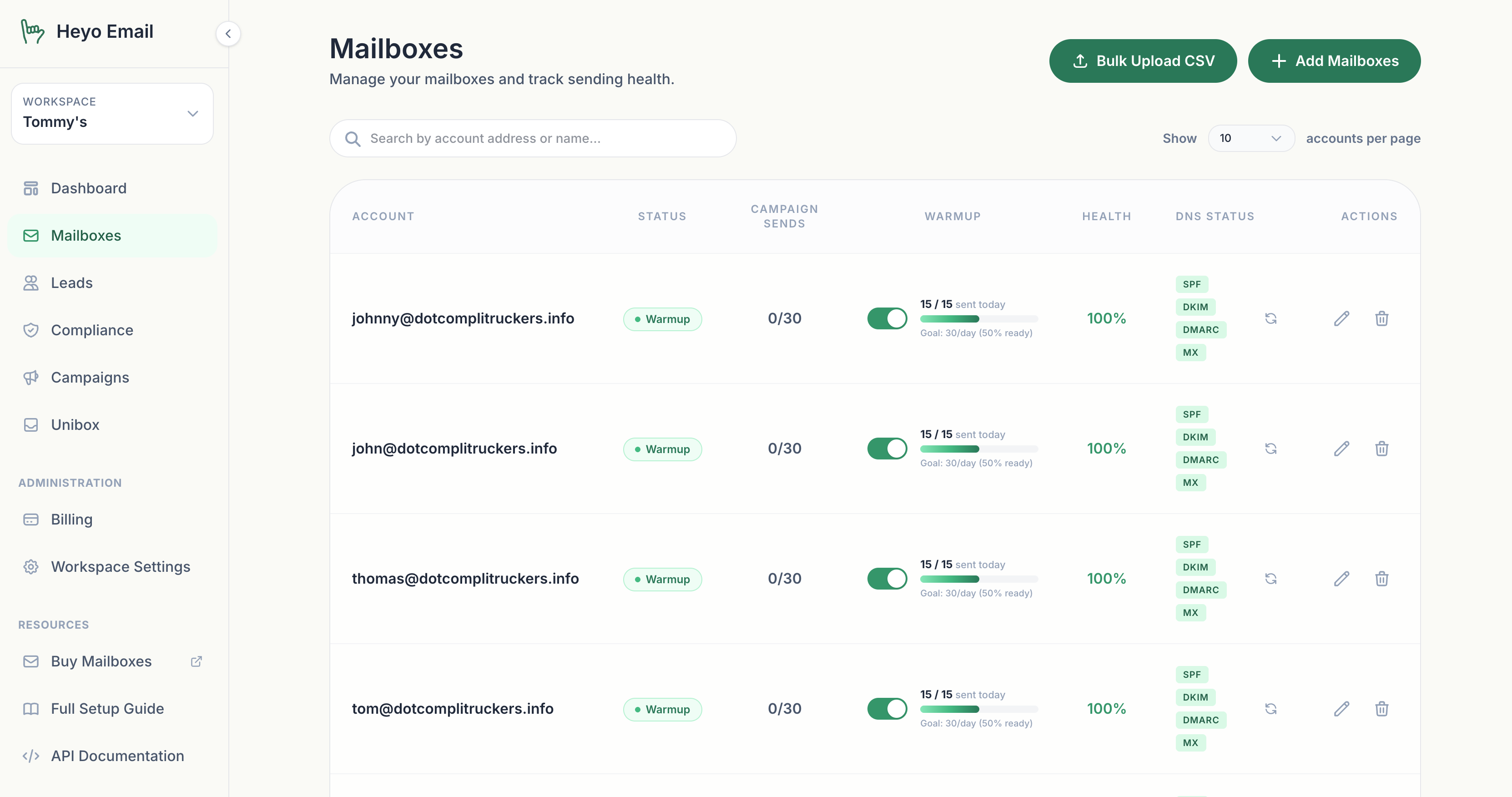 Heyo Email Dashboard